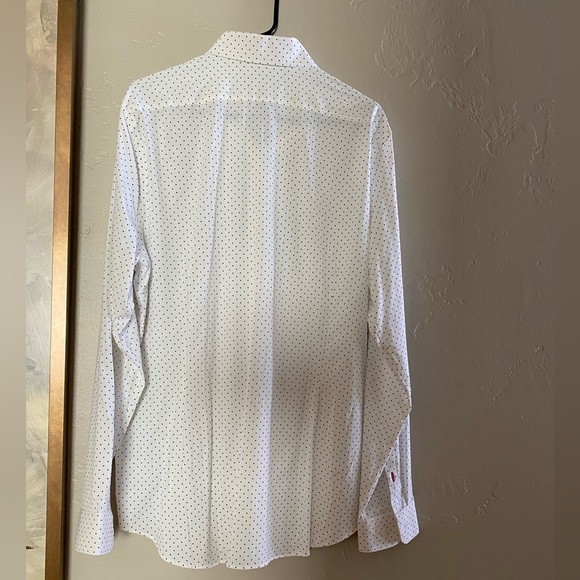 Express|Large| white slim polka dot button up| like new. - Picture 2 of 8